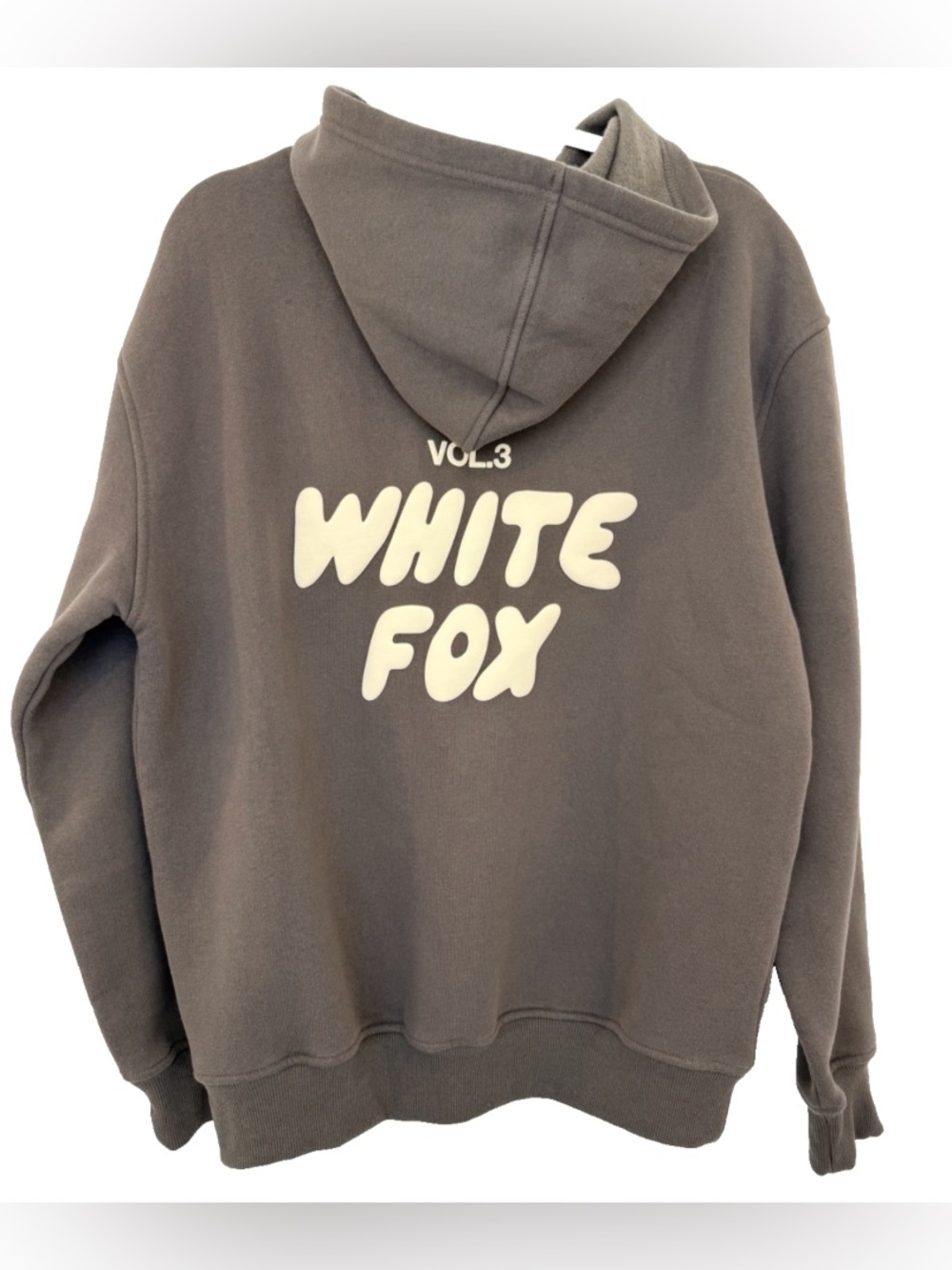White Fox Boutique Vol 3 Oversized Hoodie Gray Cream Puff Print Small Women - Picture 2 of 8